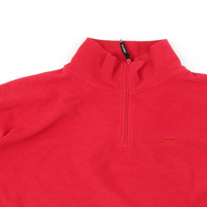 Close-up detail of Trespass men’s red jumper, size XL