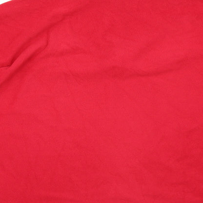 Brand and care label for Trespass men’s red jumper, size XL