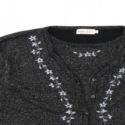 Close-up detail of Le Bon Marché women’s black jumper, size L