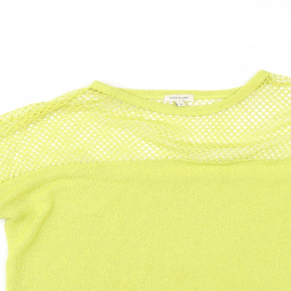 Close-up detail of River Island women’s green jumper, size UK 12