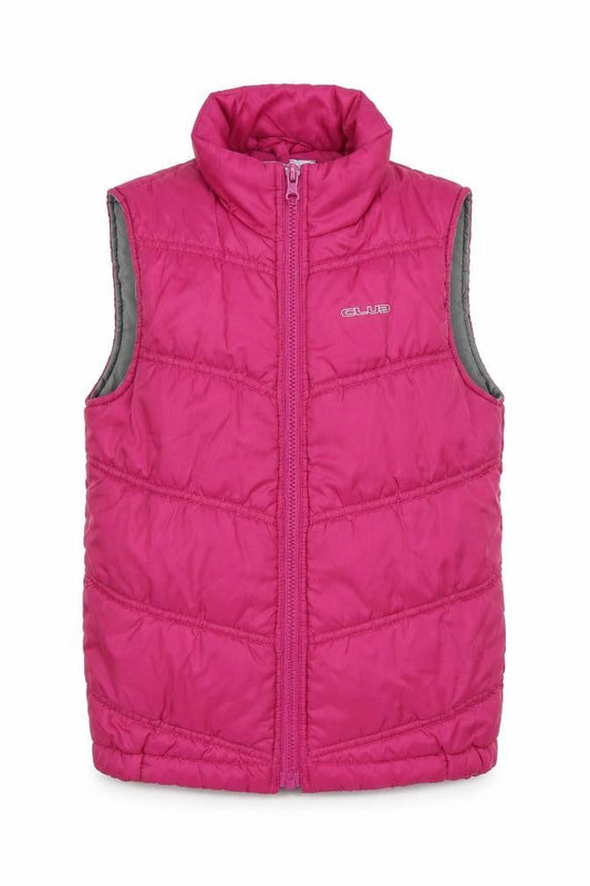 Front view of Lindex girls’ purple gilet coat, size 9, years