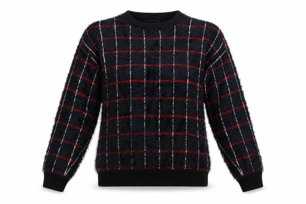 Marks & Spencer Womens Black Check  Pullover Jumper Size 6