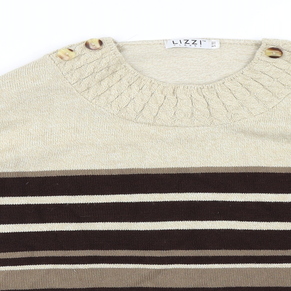Lizzi Clarke Womens Beige Striped  Pullover Jumper Size M