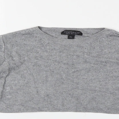 Close-up detail of Topshop women’s grey jumper, size UK 8