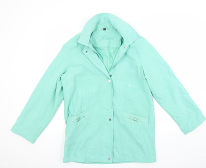 Additional front view of Finesse women’s green jacket coat, size UK 10