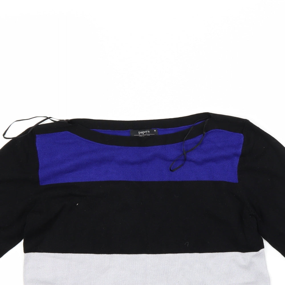 Papaya Womens Blue Striped  Pullover Jumper Size 8