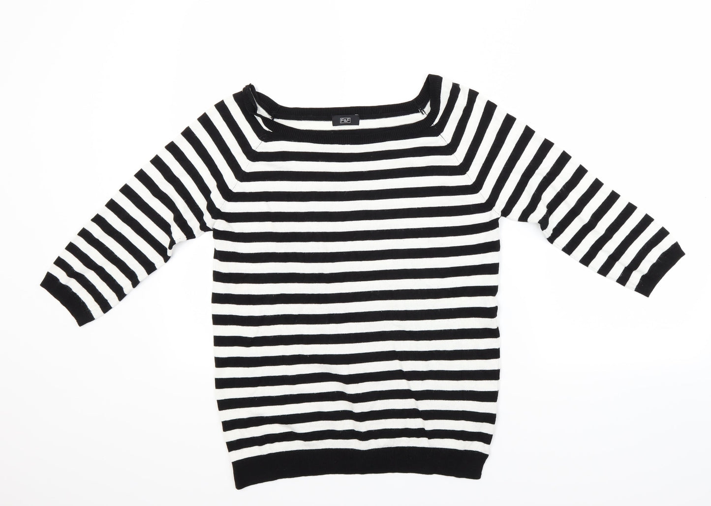 F&F Womens White Striped  Pullover Jumper Size 14