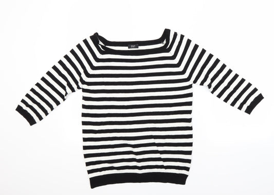 F&F Womens White Striped  Pullover Jumper Size 14