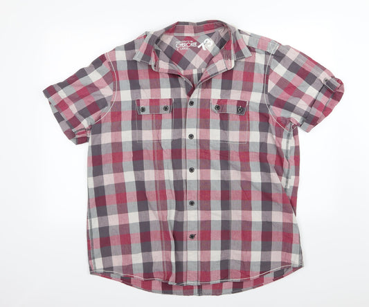 Cherokee Mens Red Striped Woven  Button-Up Size XL