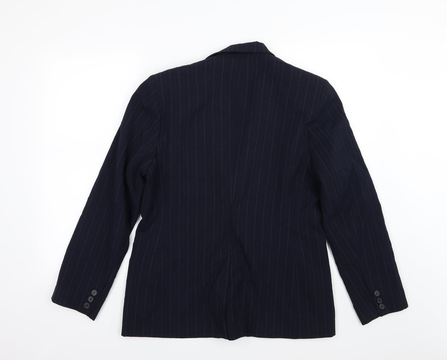 Autonomy Womens Blue Striped Rayon Jacket Suit Jacket Size 14