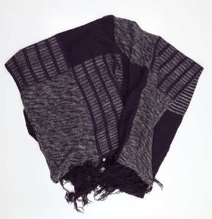 Back view of Aimee women’s purple striped knit jacket poncho one size