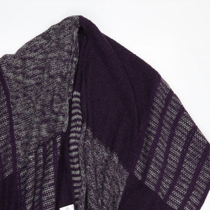 Close-up detail of Aimee women’s purple striped knit jacket poncho one size
