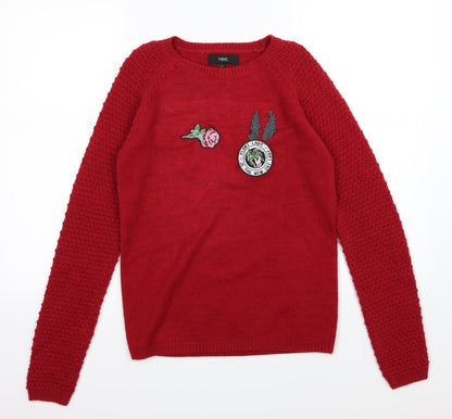 Additional front view of Next women’s red knit jumper, size UK 6