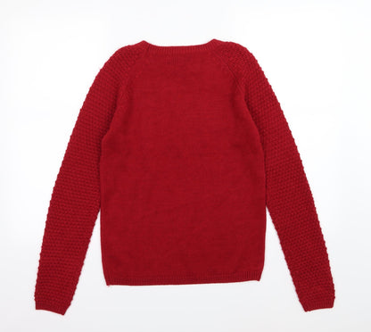 Back view of Next women’s red knit jumper, size UK 6
