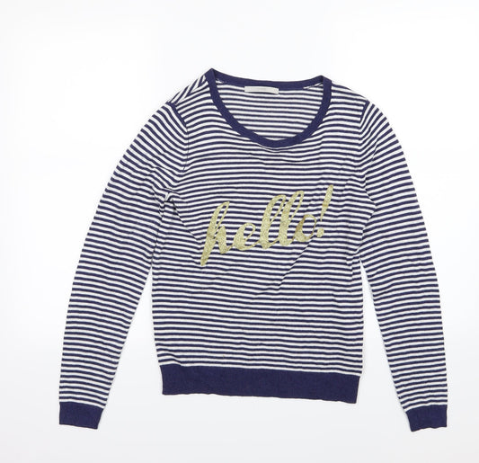 George Womens Blue Striped Knit Pullover Jumper Size 8  - Hello