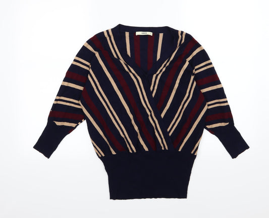 Oasis Womens Blue Striped Knit Pullover Jumper Size XS