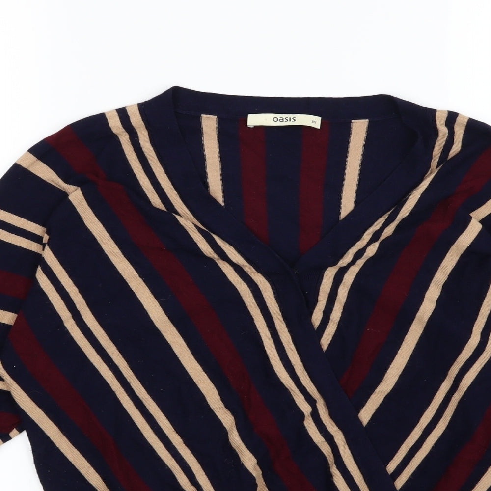 Oasis Womens Blue Striped Knit Pullover Jumper Size XS