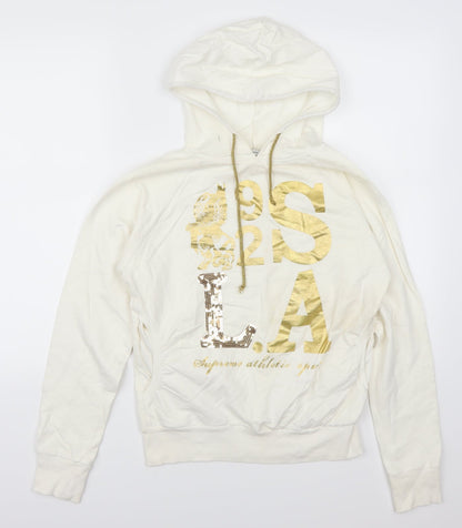 Additional front view of Select women’s white pullover hoodie, size S, - la