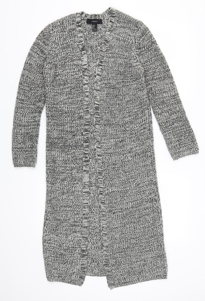 Front view of Forever 21 women’s grey cardigan jumper, size S