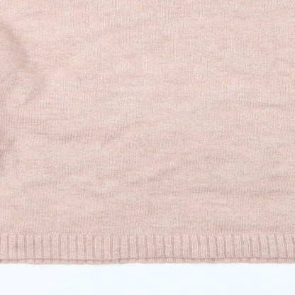 Brand and care label for Topshop women’s pink jumper, size UK 4