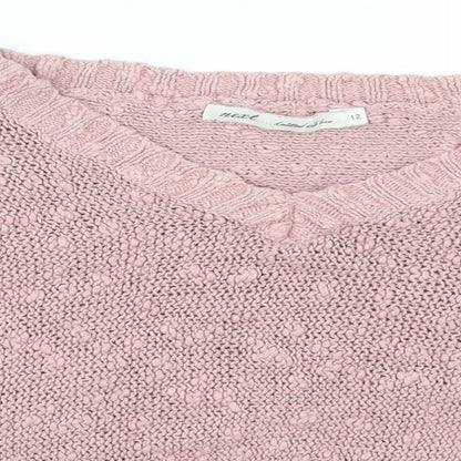 Close-up detail of Next women’s pink jumper, size UK 12
