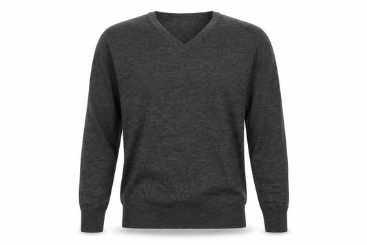 Front view of F&F men’s grey henley jumper, size S