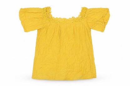 Front view of Pep&Co women’s yellow basic blouse, size UK 8