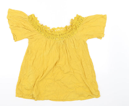 Back view of Pep&Co women’s yellow basic blouse, size UK 8