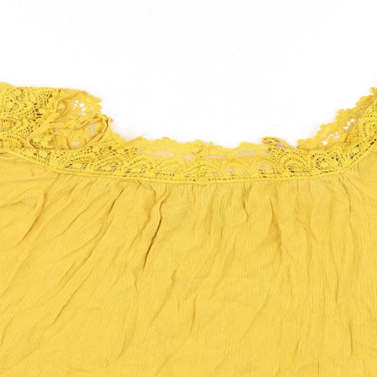 Close-up detail of Pep&Co women’s yellow basic blouse, size UK 8