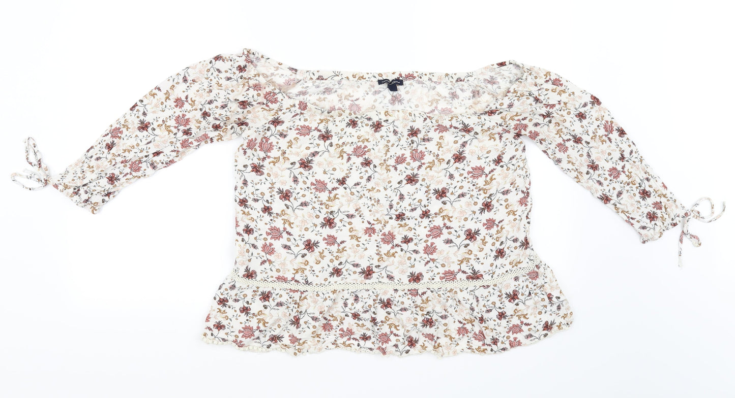 American Eagle Outfitters Womens Silver Floral  Basic Blouse Size L