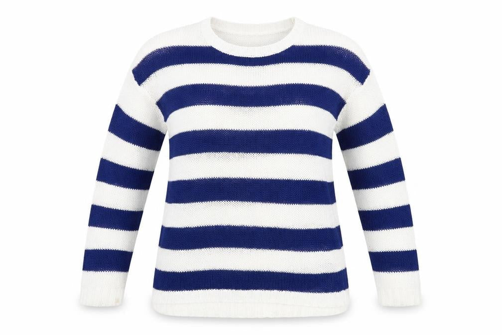 Preworn Womens White Striped  Pullover Jumper Size L