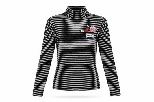 Front view of Zara women’s white striped basic t-shirt, size UK 6