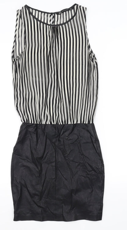 Additional front view of Trafaluc women’s white striped a-line, size UK 4