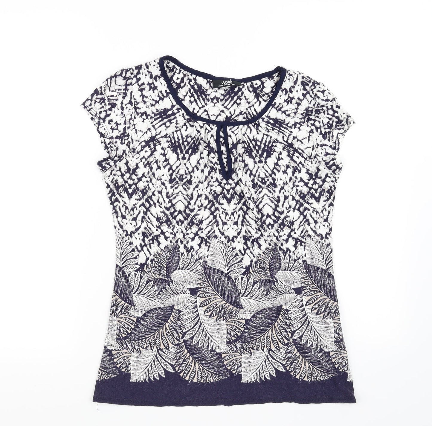 Walls Womens White Floral  Basic T-Shirt Size 10