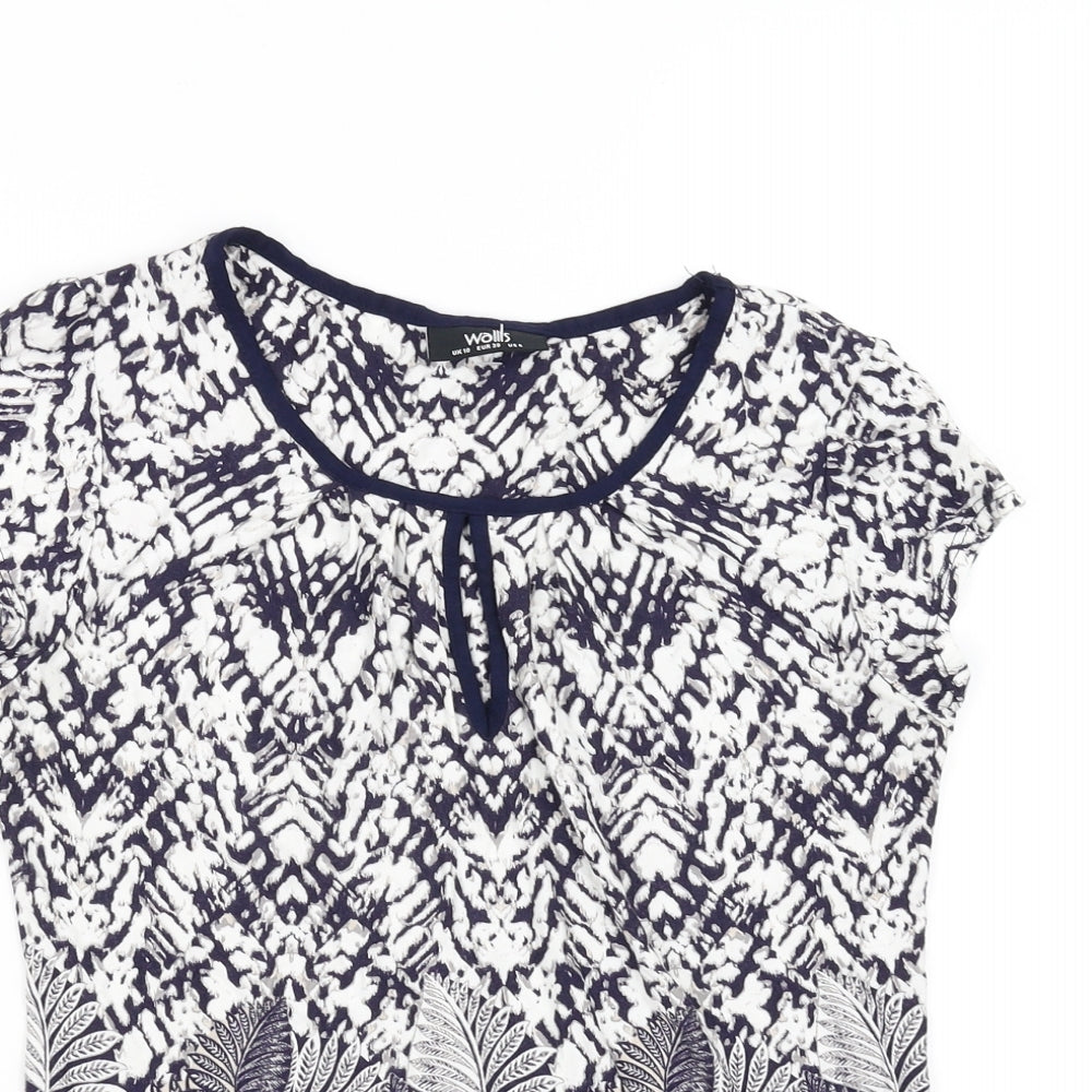 Walls Womens White Floral  Basic T-Shirt Size 10