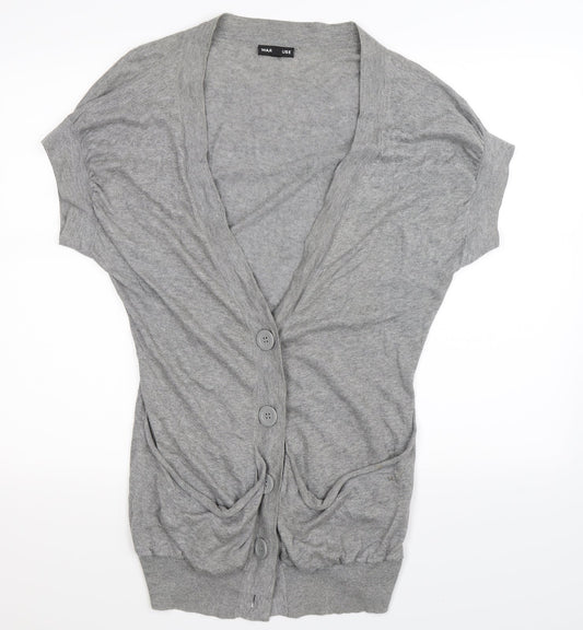 Warehouse Womens Grey  Knit Cardigan Jumper Size 10