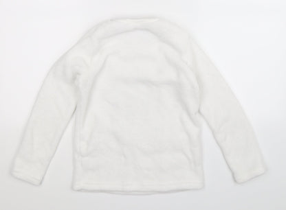 Back view of Primark girls’ white fleece pullover sweatshirt, size 9-10, years - minnie mouse
