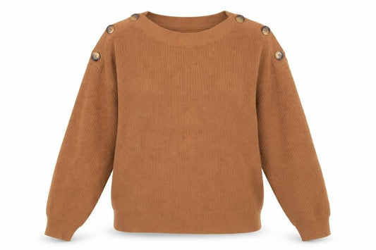 Front view of Brave Soul women’s brown knit jumper, size S