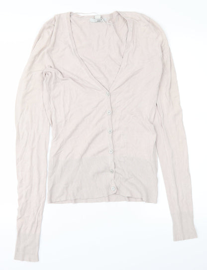 Front view of H&M women’s grey basic blouse, size UK 6