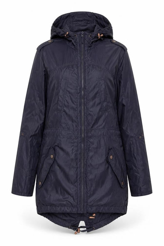 Front view of New Look women’s purple windbreaker coat, size UK 10