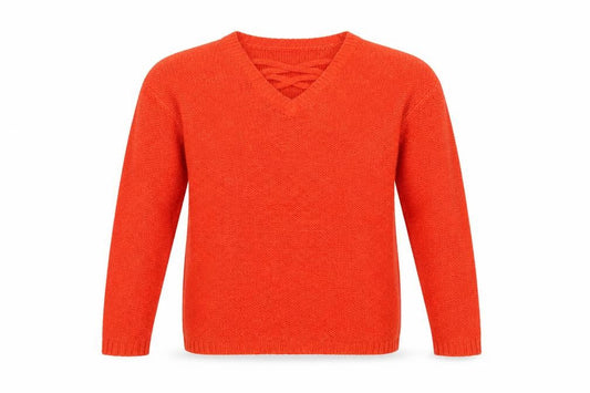 Front view of Atmosphere women’s orange jumper, size UK 6