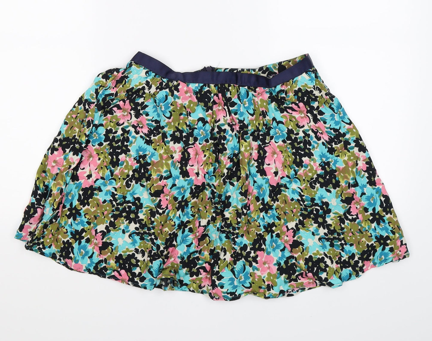 Topshop Womens Blue Floral  Flare Skirt Size 12