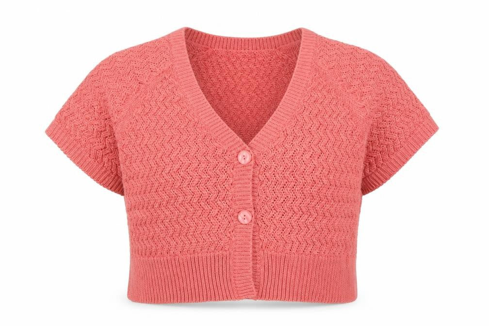 Bonmarché Womens Pink Geometric Cardigan Jumper Size 14