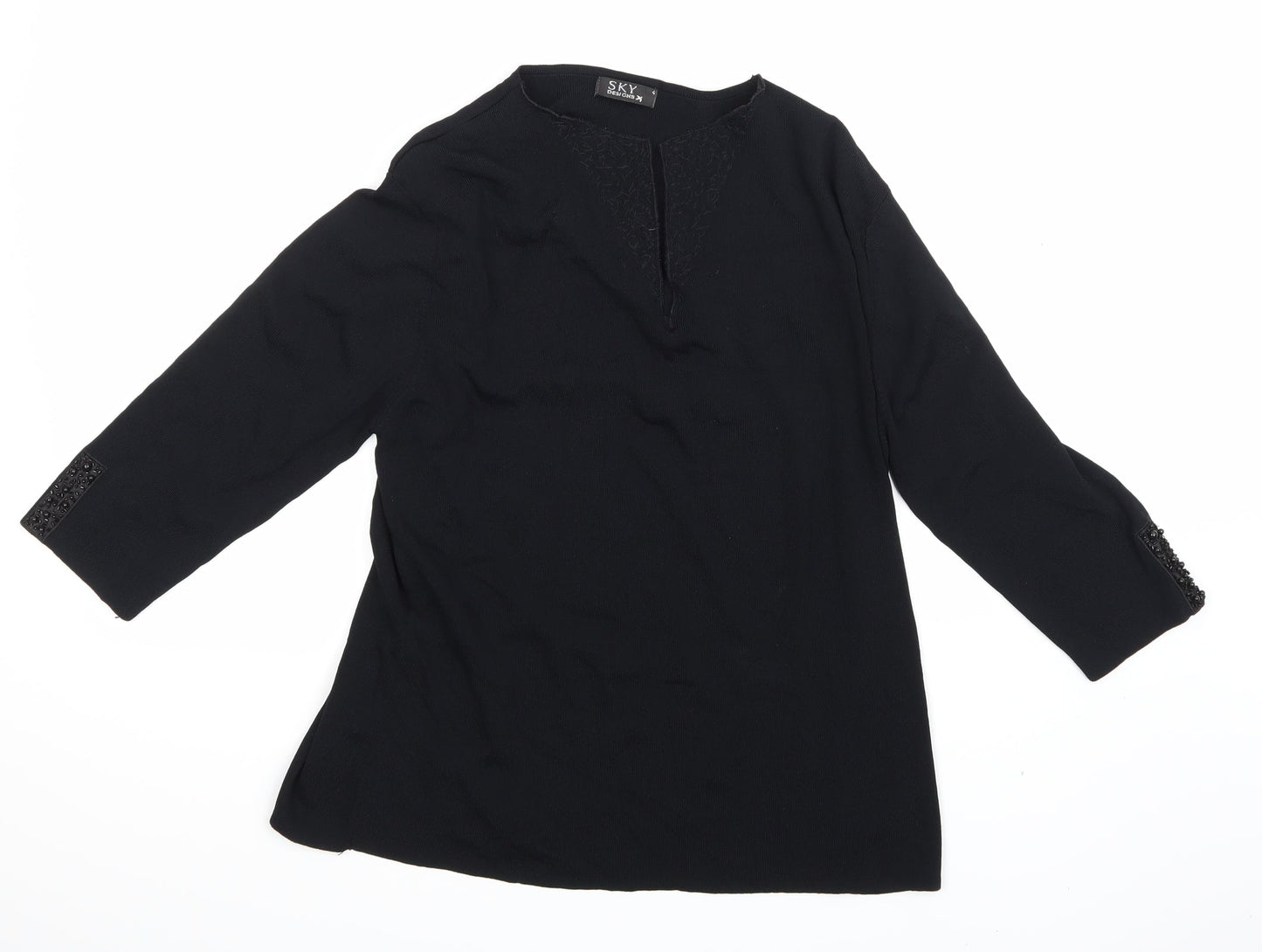 Sky Womens Black   Jersey Blouse Size 4