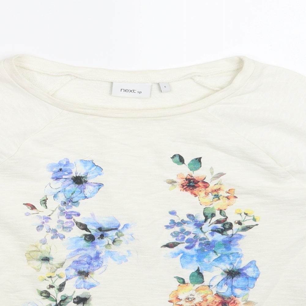 next  Womens Beige Floral  Pullover Sweatshirt Size 6