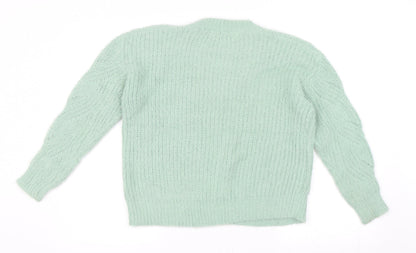 Back view of M&Co women’s green jumper, size UK 10