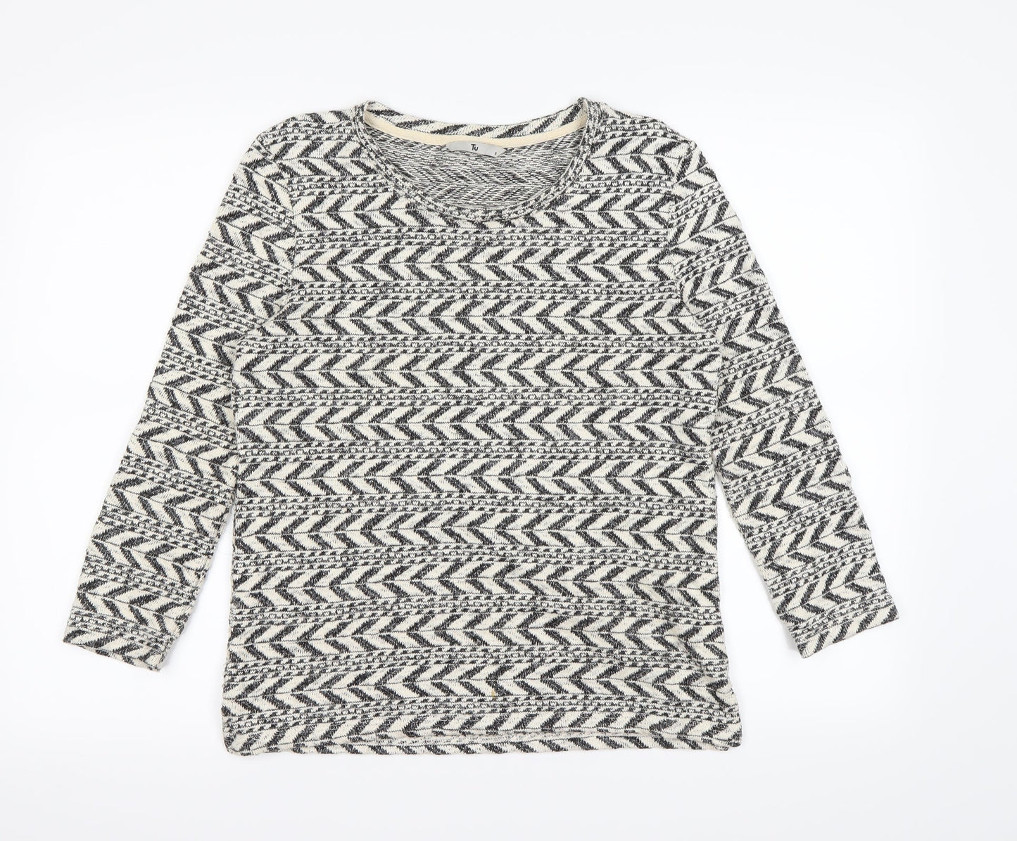 TU Womens Beige Geometric  Pullover Jumper Size 8