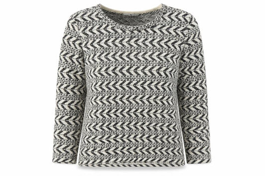 Front view of Tu women’s beige geometric jumper, size UK 8