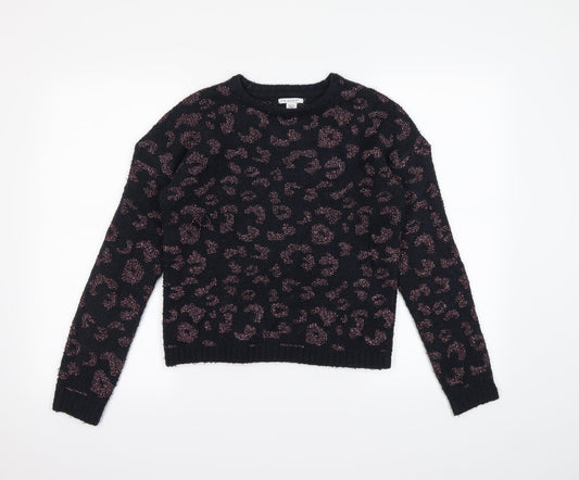 Primark Girls Black Animal Print  Pullover Jumper Size 12-13 Years
