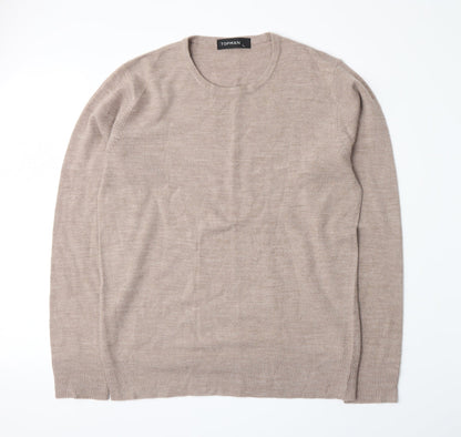 Additional front view of Topman men’s beige knit jumper, size L